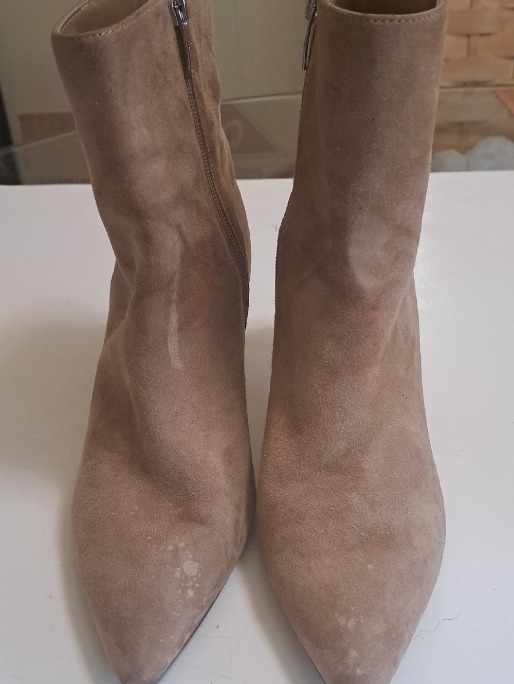 Marc Fisher Taupe Suede Ankle Booties